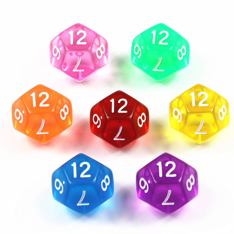 Board Game Digital - 10Pcs 12 Sided Transparent Color Dice