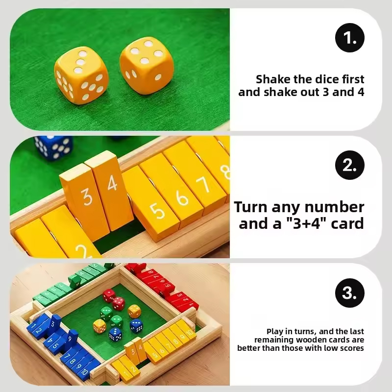 Box Game Wooden Dice Four-Side - Board Game Flip 7 review and price